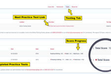 Use the Tests Tab in the portal to complete digital SAT practice tests and review the scoring analytics matrix showing score progress and pacing metrics